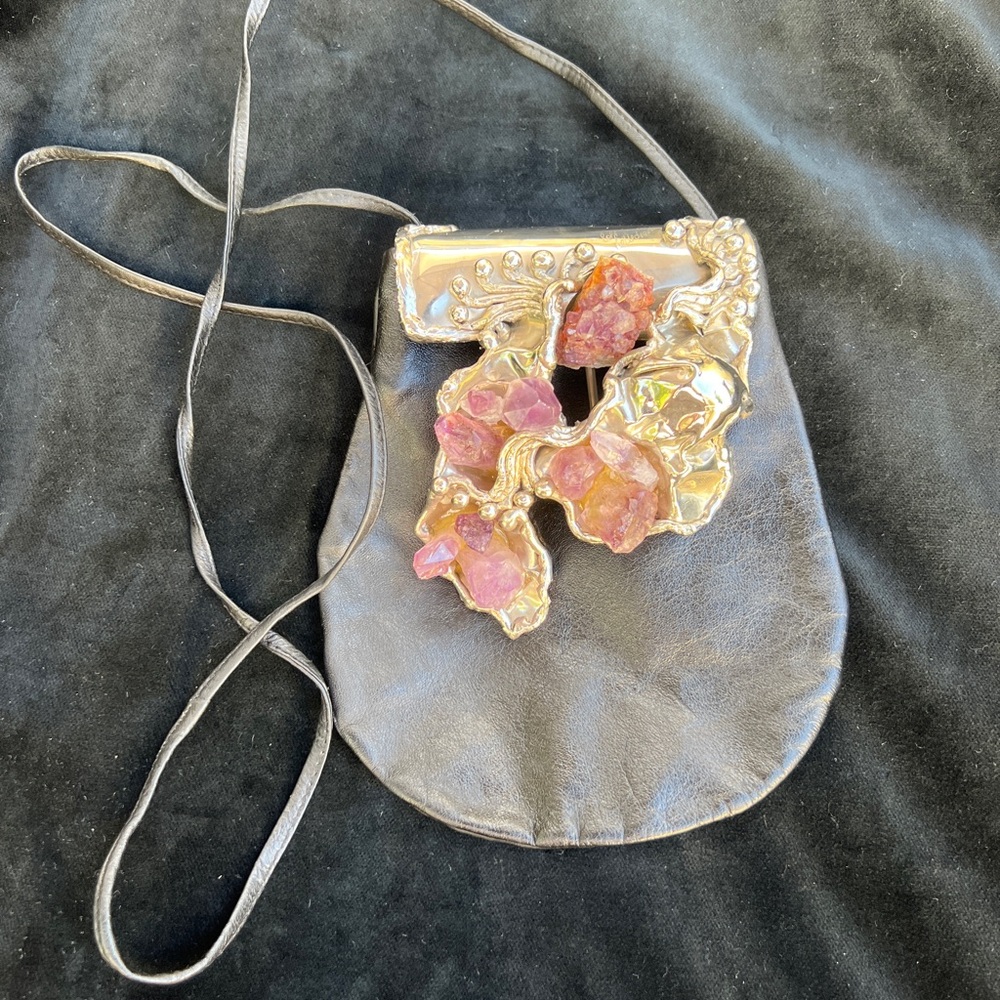 Vintage Copa Collection- Don Carvalhu Amethyst Gemstone Leather Purse